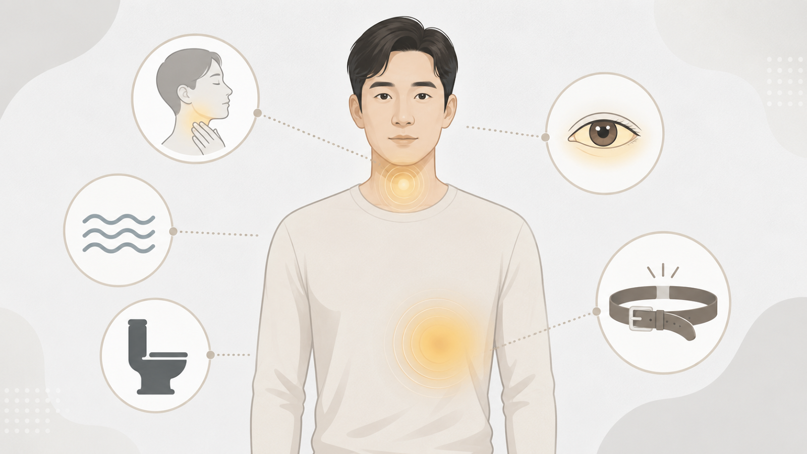 소화불량과 함께 나타나는 삼킴곤란, 반복 구토, 황달과 체중 감소 경고 신호